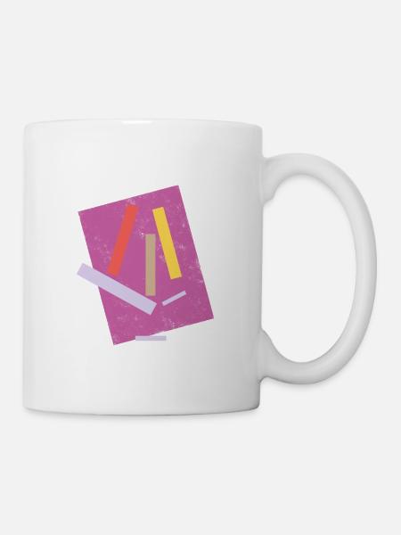 Abstrakte Farbige Linien Komposition - Tasse - Weiß