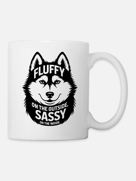 Husky Flauschiger Frecher Lustiger Hund - Tasse - Weiß