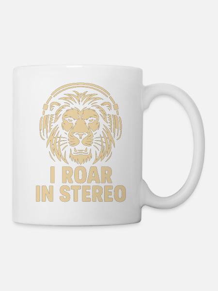 Löwenkopf mit Kopfhörern - Tasse - Weiß