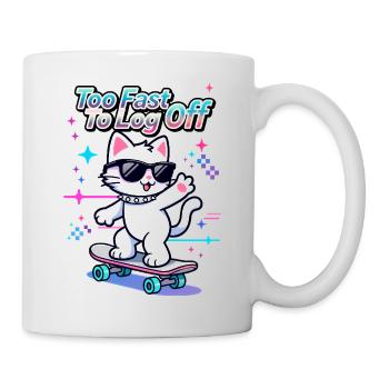 🐱 Chat patineur avec des lunettes - Trop rapide pour se déconnecter - Mug blanc - blanc - Droite