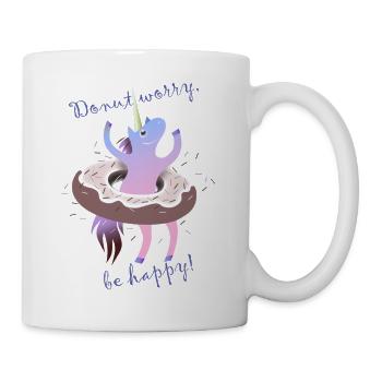 Donut Worry Einhorn Unicorn - Tasse - Weiß - Rechts