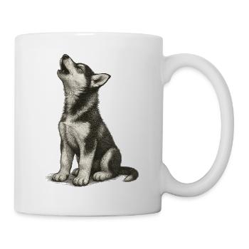"Kleine Schneeflocke" - Welpe Siberian Husky - Tasse - Weiß - Rechts