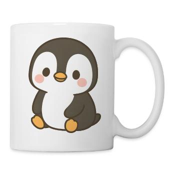 Charmanter Pinguin mit Rouge - Tasse - Weiß - Rechts