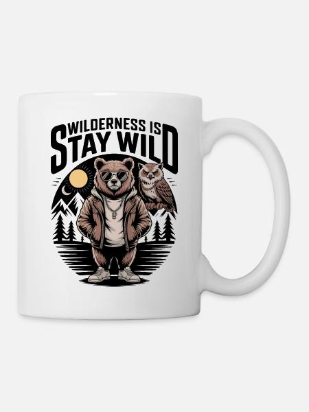 Wilderness Is Stay Wild Bear Owl - Mug - white