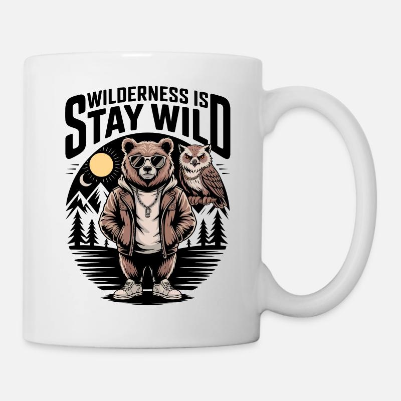 Wilderness Is Stay Wild Bear Owl - Mug - white