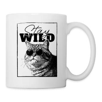 Stay Wild Cool Cat – Funny Relaxed Chonky Kitty - Mug - white - Right