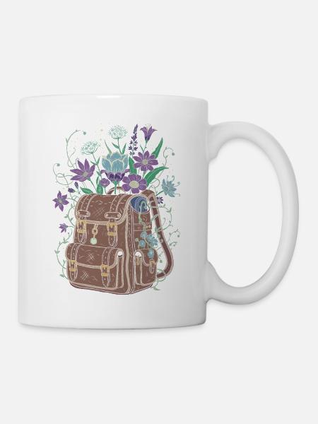 Rucksack mit Blumen - Tasse - Weiß