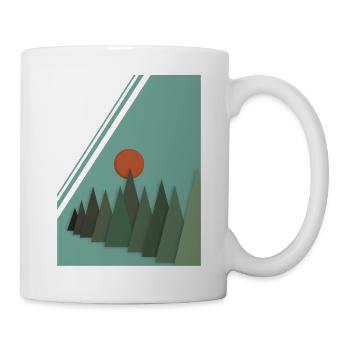 Abstract Mountain Landscape with Red Sun - Mug - white - Right