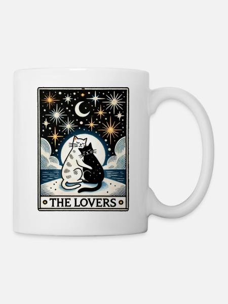 Nächtliche Katzenliebhaber-Illustration - Tasse - Weiß