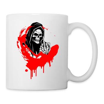 Illustration de Crâne Rebelle avec Doigt d'Honneur - Mug blanc - blanc - Droite