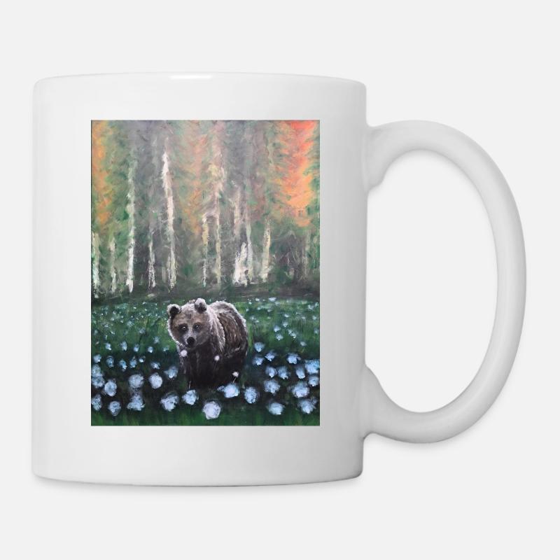 Bear in Snowy Forest Scene - Mug - white
