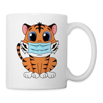 Cute Tiger with Mask - Mug - white - Right