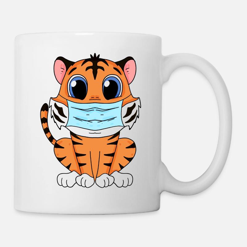 Süßer Tiger mit Maske - Tasse - Weiß