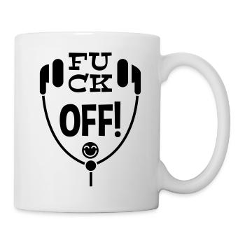 Humorous Headphone Artwork Featuring Unique Text a - Mug - white - Right