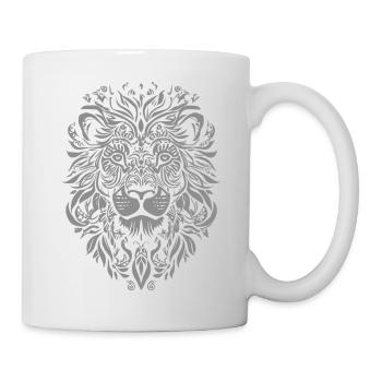 Löwe Mandala Gesicht Löwenkopf Floral - Tasse - Weiß - Rechts