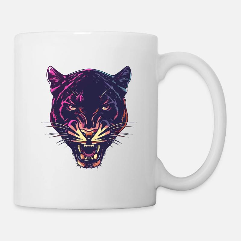 Conception de la tête de panthère au néon - Mug blanc - blanc