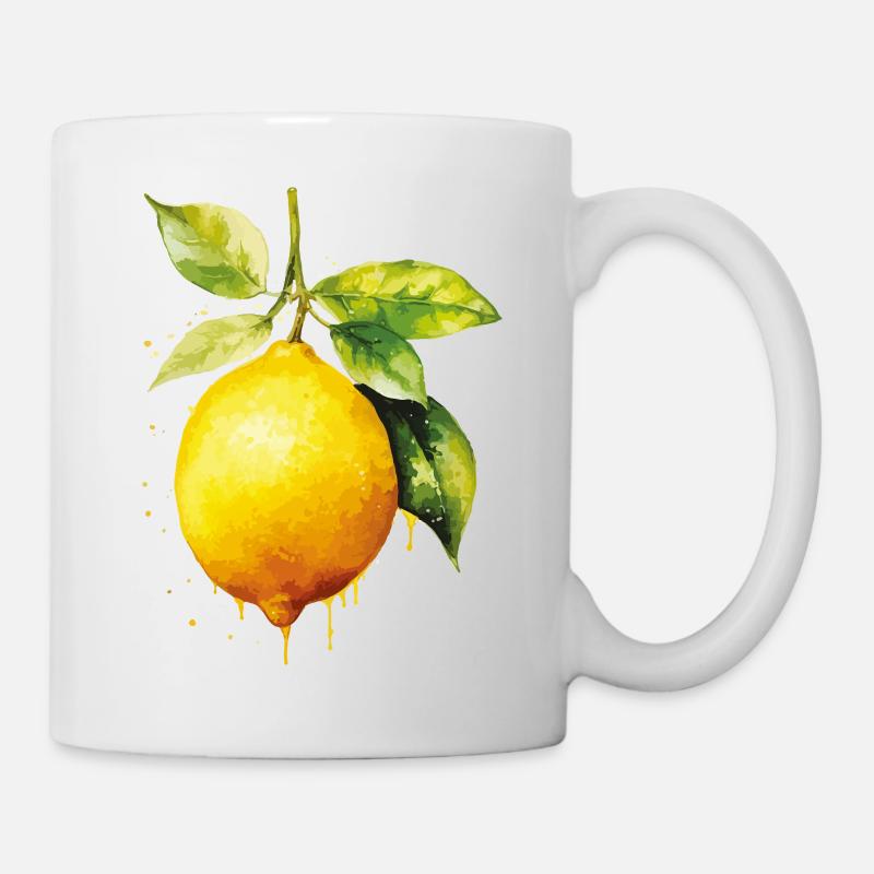 Zitronen in Wasserfarbenoptik - Tasse - Weiß
