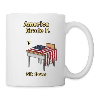 Kritische Amerika Illustration mit Flagge - Tasse - Weiß - Rechts