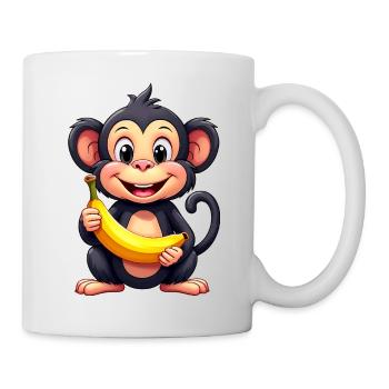 singe banane chimpanzé drôle mignon illustration - Mug blanc - blanc - Droite