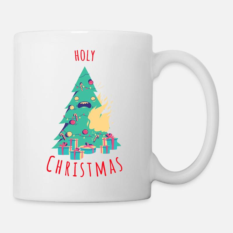 Illustration drôle de sapin de Noël - Mug blanc - blanc