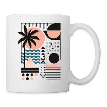 Motif minimaliste de coucher de soleil et de palmier - Mug blanc - blanc - Droite