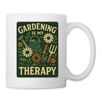 Gartenarbeit ist meine Therapie Blumendesign - Tasse - Weiß - Rechts