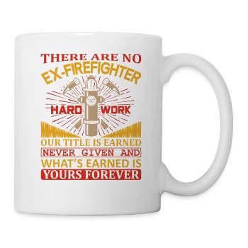 Feuerwehr Motiv mit Zitat und Werkzeugen - Tasse - Weiß - Rechts