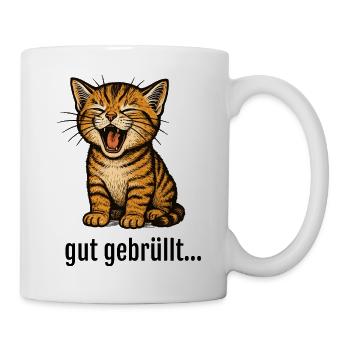 Un chaton mignon rugit en disant : « Le lion » - Mug blanc - blanc - Droite