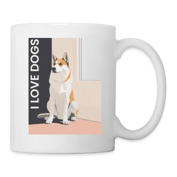 Hundeporträt mit Love Botschaft - Tasse - Weiß - Rechts