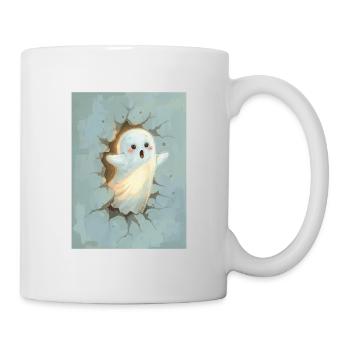 Adorable fantôme sortant du mur - Mug blanc - blanc - Droite