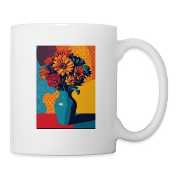 Bouquet de fleurs Pop Art - Mug blanc - blanc - Droite
