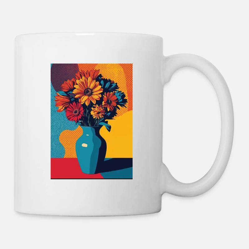 Bouquet de fleurs Pop Art - Mug blanc - blanc