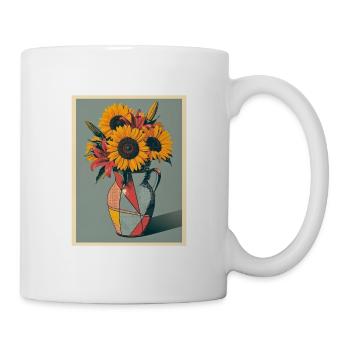 Vase mit Sonnenblumen und Lilien Artistic - Tasse - Weiß - Rechts