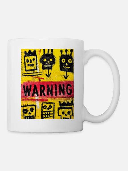 Expressionistische Totenkopfkunst mit Warnmeldung - Tasse - Weiß