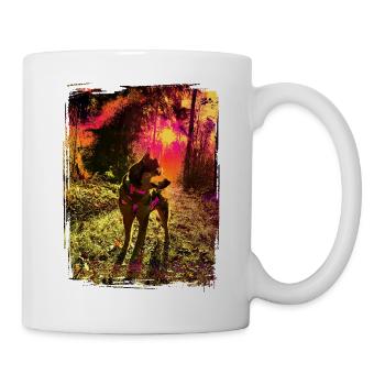 Husky dans le coucher de soleil mystique - Mug blanc - blanc - Droite