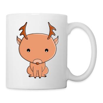 Cute Reindeer Cartoon Illustration - Mug - white - Right
