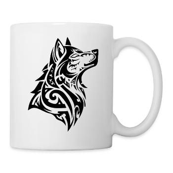 Wolf Tribal Tattoo - Mug - white - Right