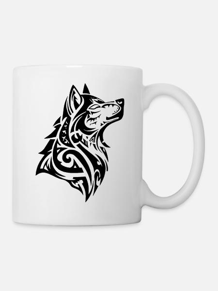 Wolf Tribal Tattoo - Tasse - Weiß