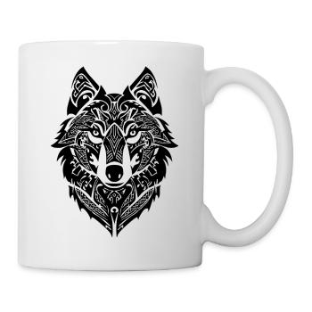 Nordic Wolf Tribal Tattoo - Mug - white - Right