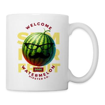 Hipster pastèque avec lunettes et moustache - Mug blanc - blanc - Droite