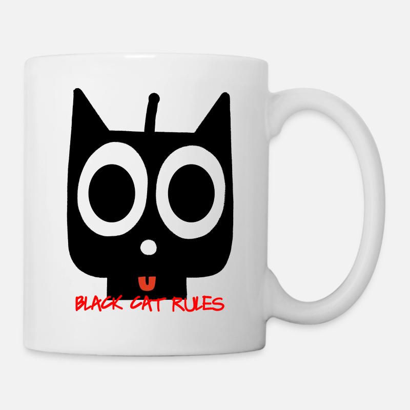 schwarze Katze - Tasse - Weiß