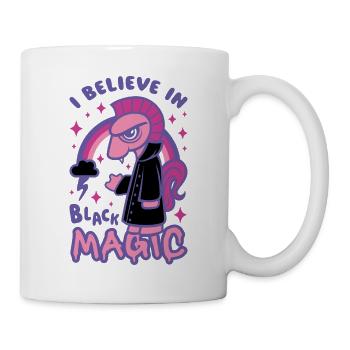 Grumpy Pink Pony glaubt an schwarze Magie - Tasse - Weiß - Rechts