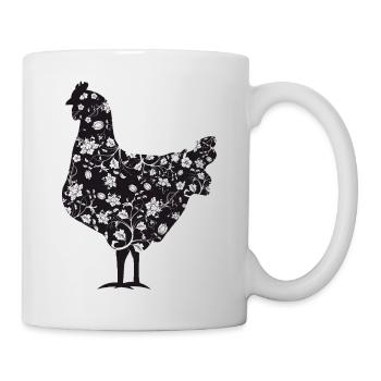 Huhn mit floralem Muster - Tasse - Weiß - Rechts