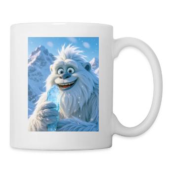 Verspielter Yeti, der riesige Eiszapfencreme isst - Tasse - Weiß - Rechts