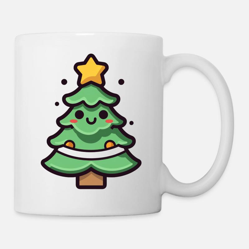 Illustration de sapin de Noël kawaii - Mug blanc - blanc