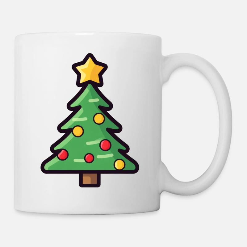 Conception de dessin animé d’arbre de Noël festif - Mug blanc - blanc
