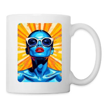 t-shirt pop art porträt illustration pin up - Tasse - Weiß - Rechts