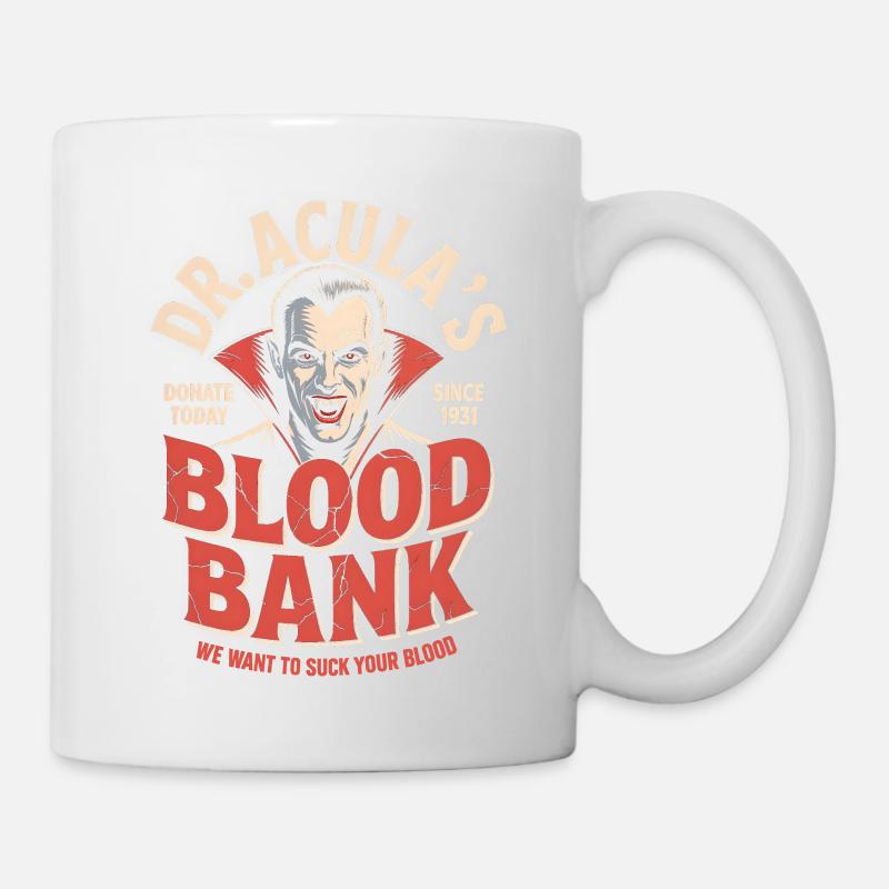 Dracula Blutbank Lustiger Vampir Halloween - Tasse - Weiß