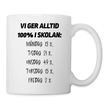 Klassenshirts Wir geben in der Schule immer 100% - Tasse - Weiß - Rechts