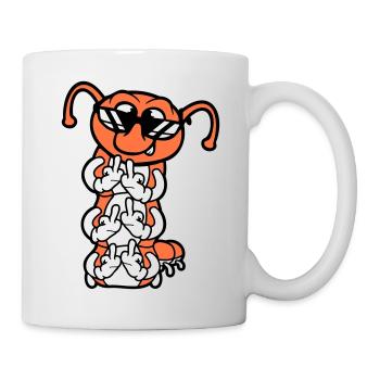 Raupe Mittelfinger Beleidigung Sonnenbrille Cool - Tasse - Weiß - Rechts